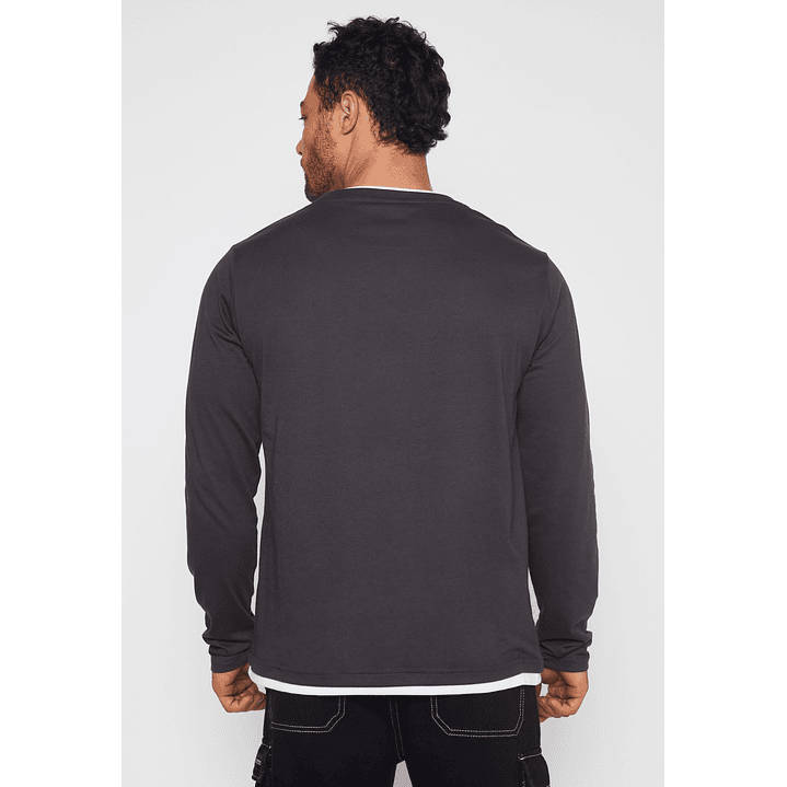 Polera Falso Manga Larga Hombre Gris Familyshop 3