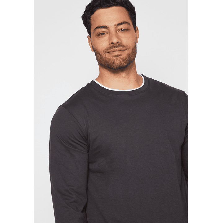 Polera Falso Manga Larga Hombre Gris Familyshop 4