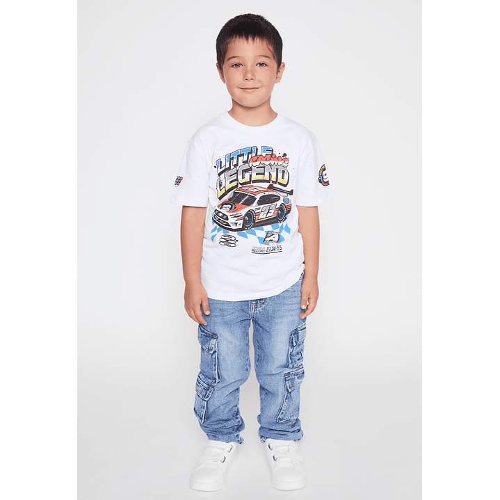 Polera Legend Racing Niño Blanco Familyshop 2