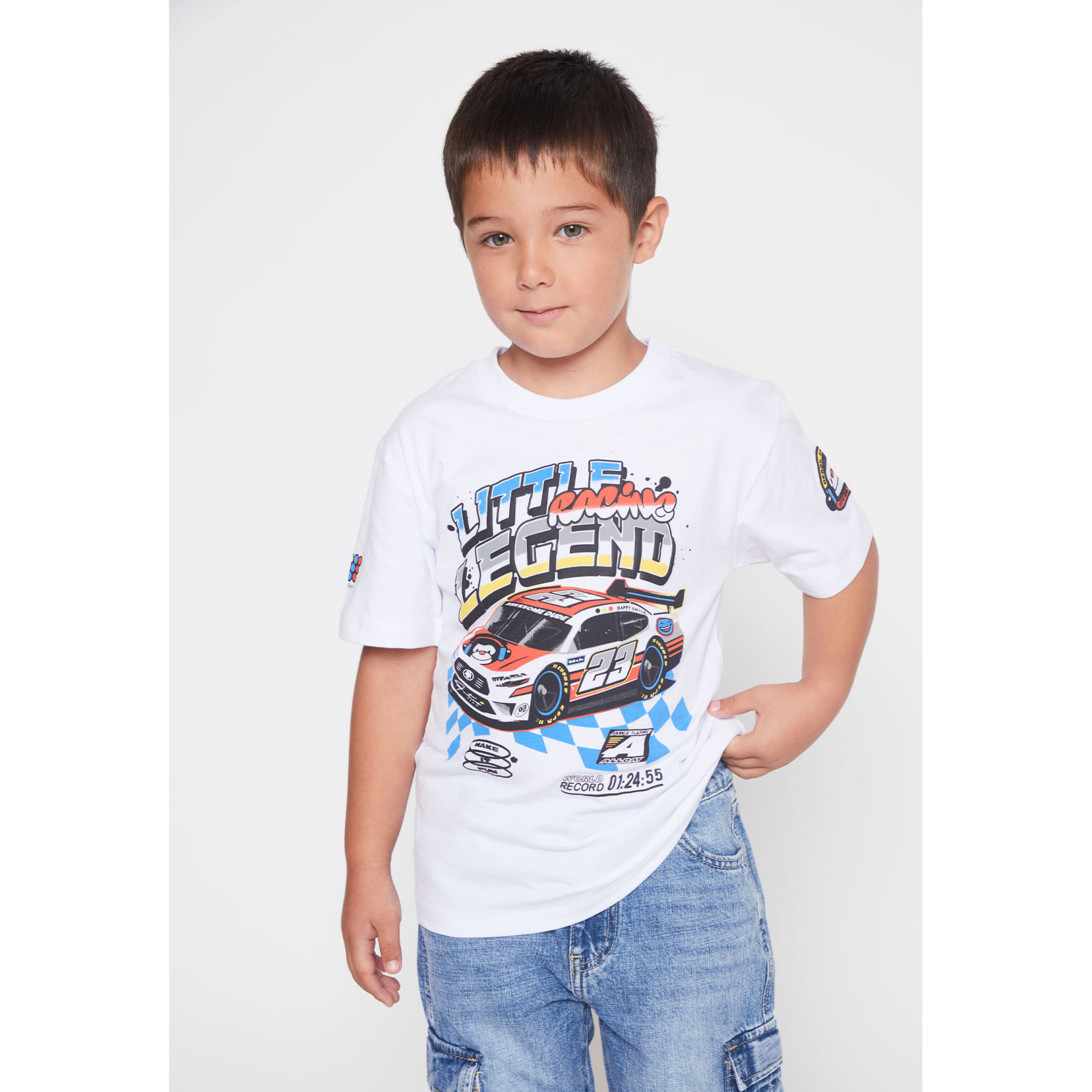 Polera Legend Racing Niño Blanco Familyshop 1