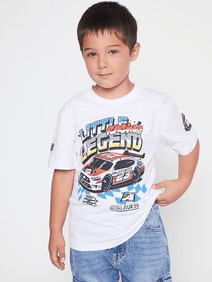 Polera Legend Racing Niño Blanco Familyshop