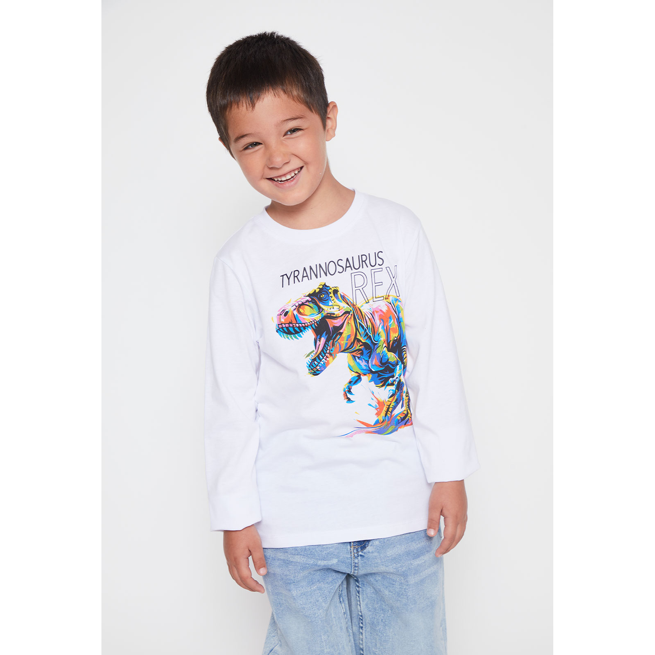 Polera Tyrannosaurus Niño Blanco Familyshop 1