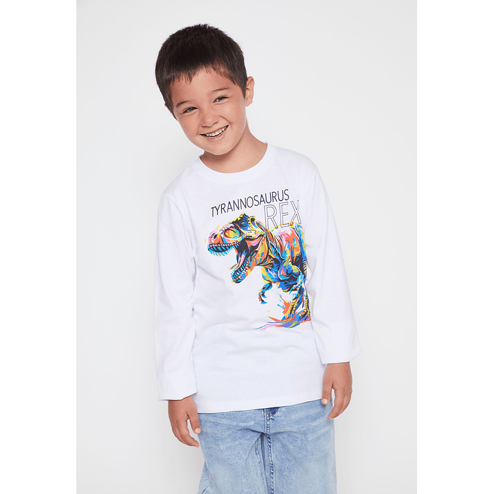 Polera Tyrannosaurus Niño Blanco Familyshop 1