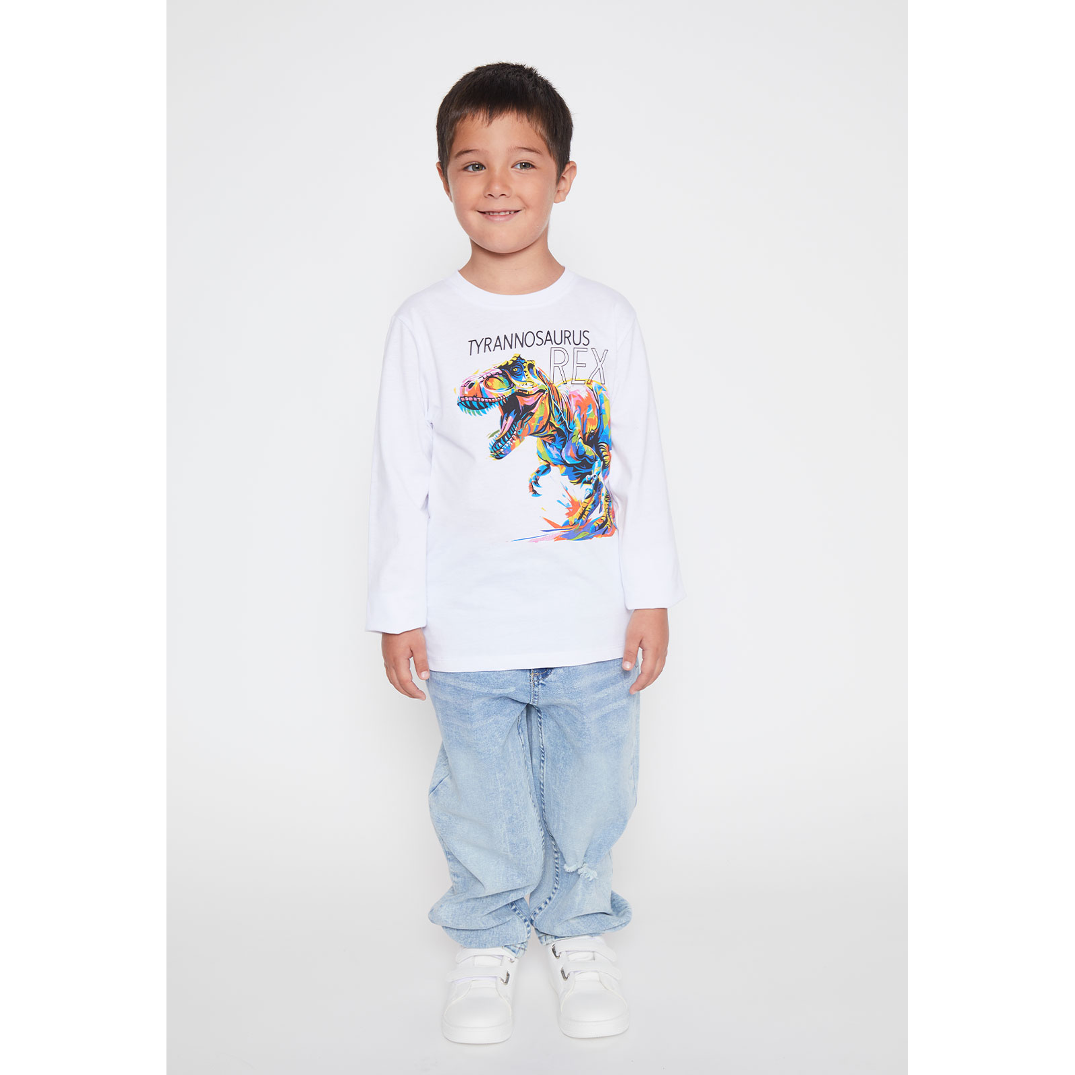 Polera Tyrannosaurus Niño Blanco Familyshop 2