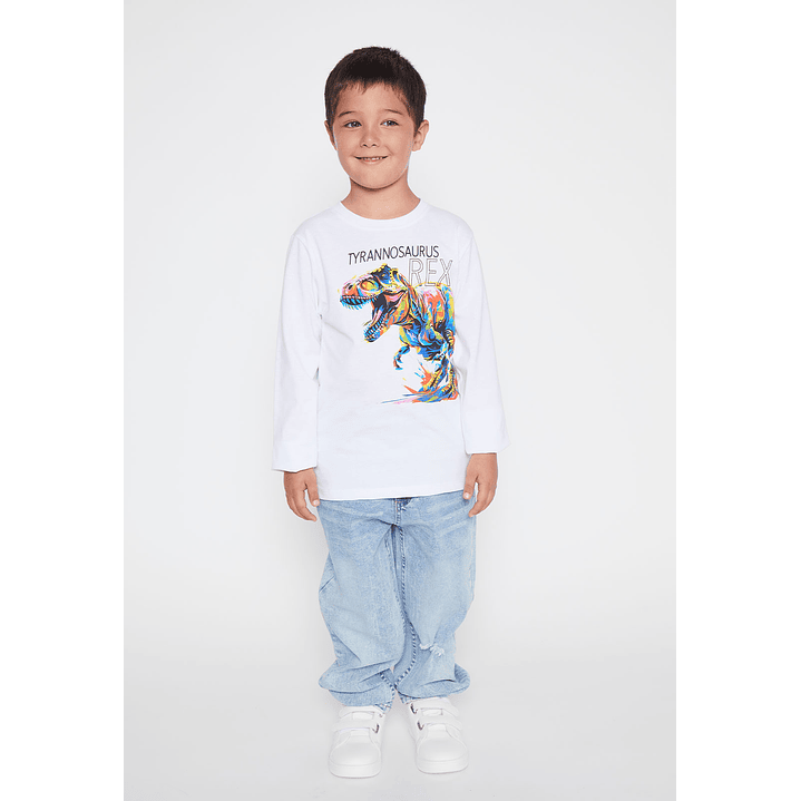 Polera Tyrannosaurus Niño Blanco Familyshop 2