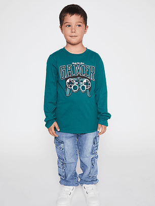 Polera Gamer Niño Verde Familyshop