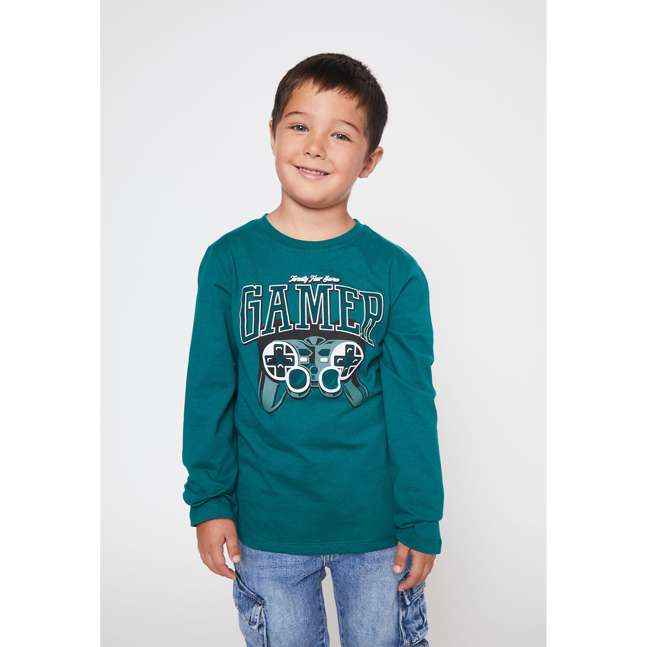 Polera Gamer Niño Verde Familyshop 1