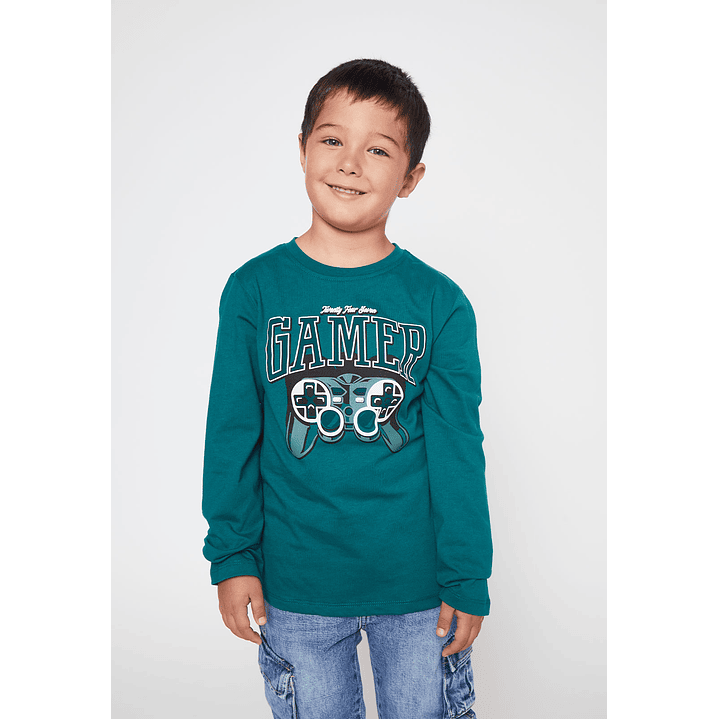 Polera Gamer Niño Verde Familyshop 1