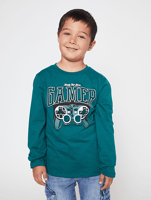 Polera Gamer Niño Verde Familyshop