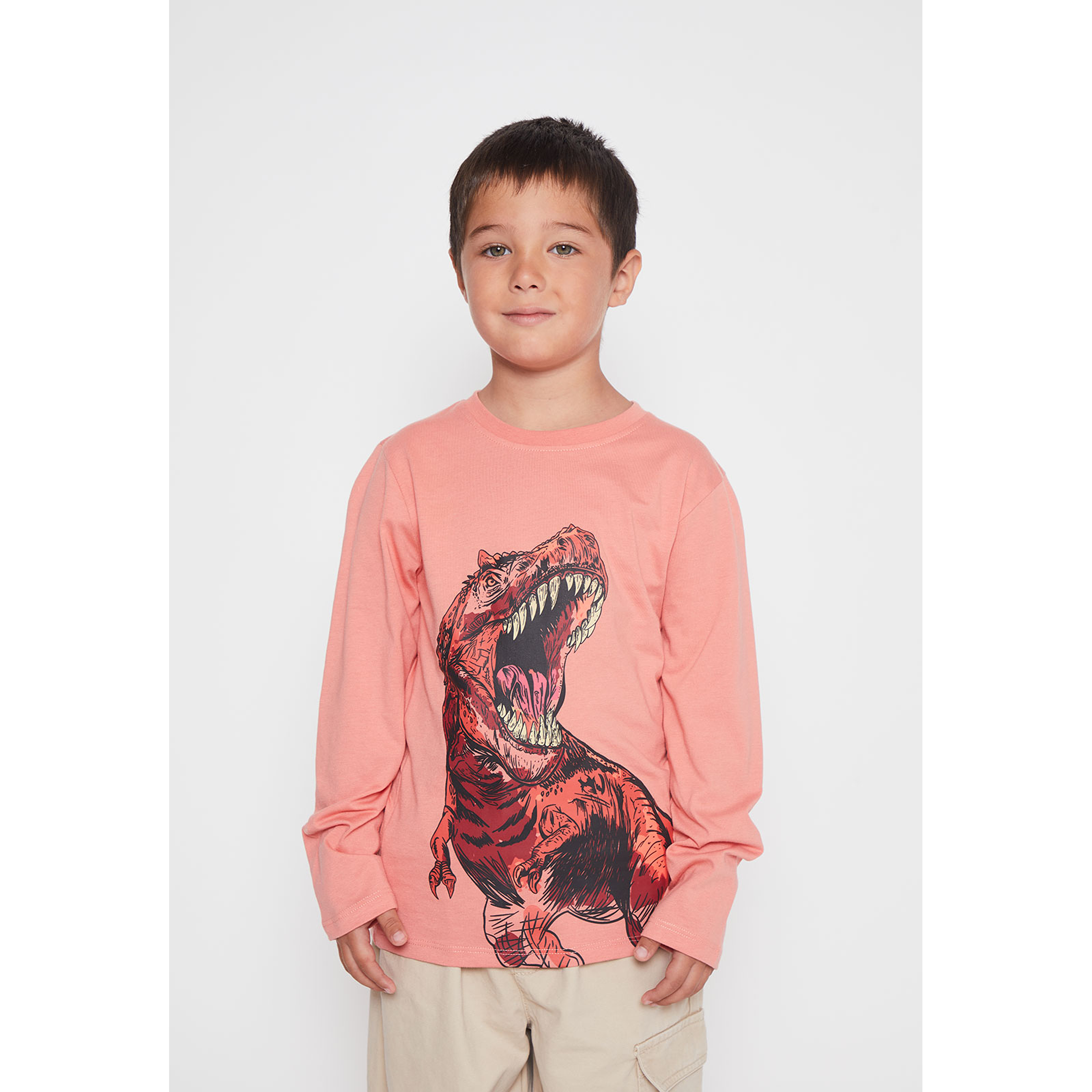 Polera T-rex Niño Naranja Familyshop 1