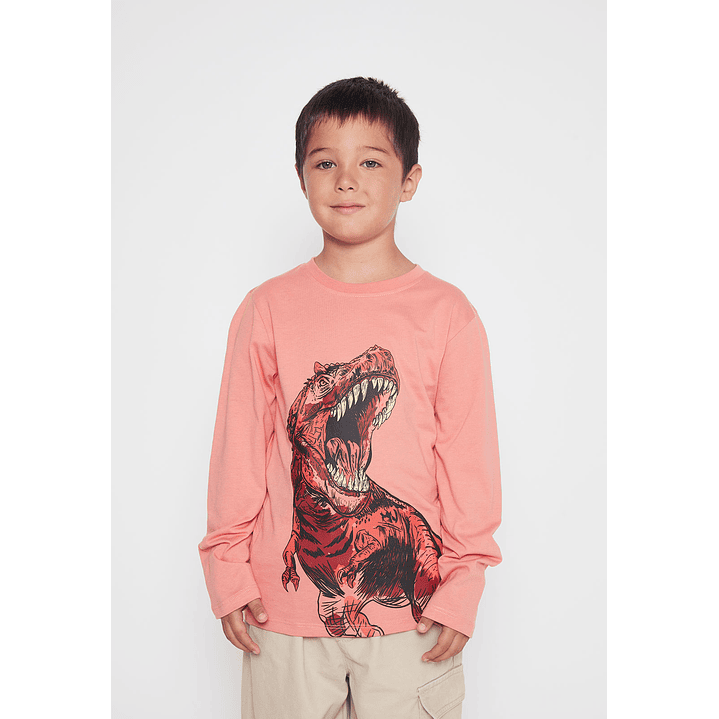 Polera T-rex Niño Naranja Familyshop 1