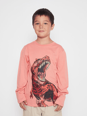 Polera T-rex Niño Naranja Familyshop