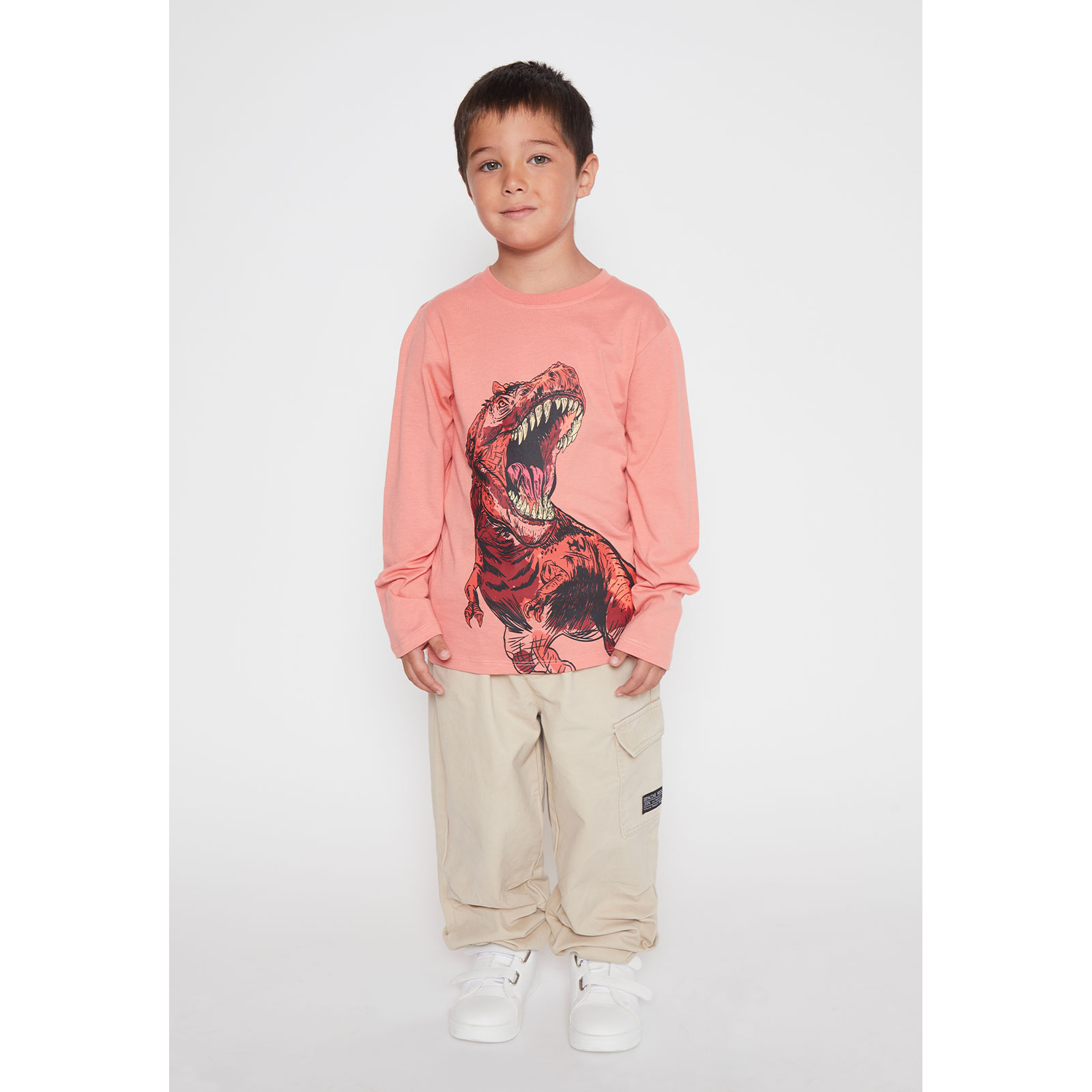 Polera T-rex Niño Naranja Familyshop 2