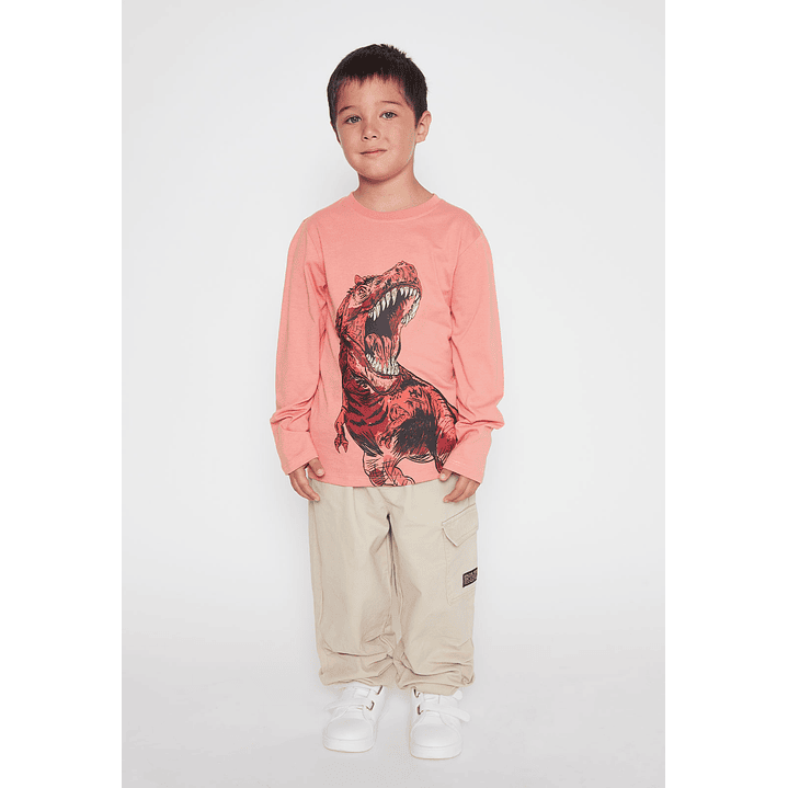 Polera T-rex Niño Naranja Familyshop 2