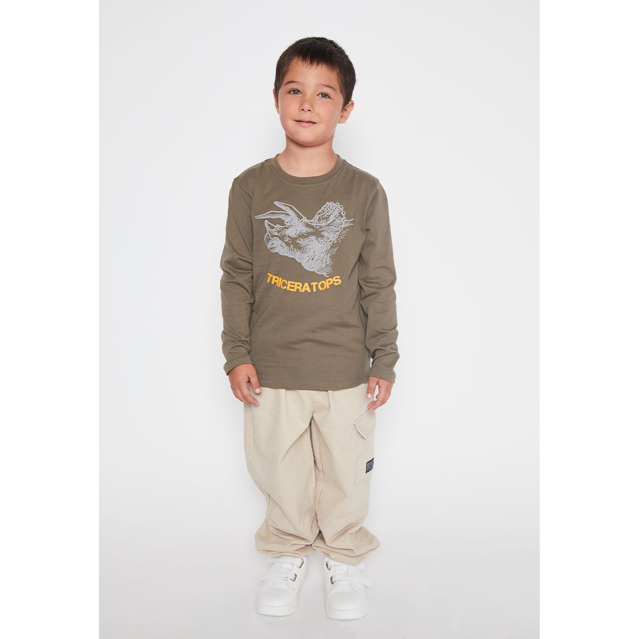 Polera Dino Triceratops Niño Verde Familyshop 2