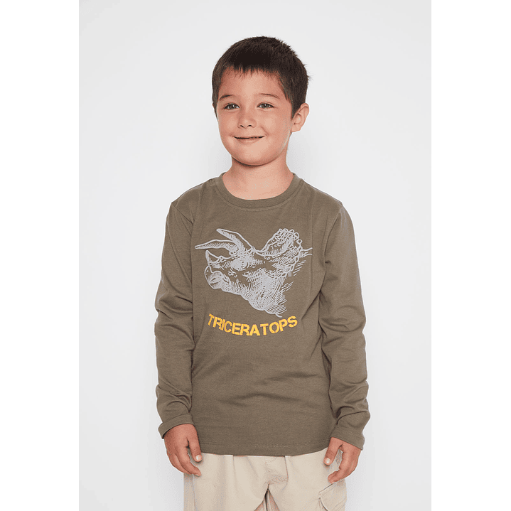 Polera Dino Triceratops Niño Verde Familyshop 1