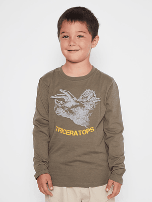 Polera Dino Triceratops Niño Verde Familyshop