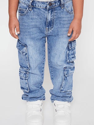 Jeans Loose Multibolsillo Niño Azul Familyshop
