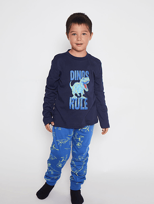 Pijama Jersey Dino Niño Azul Familyshop