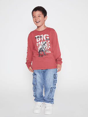 Polera Dino Niño Rojo Familyshop