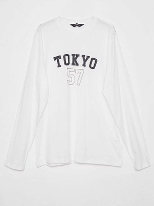 Polera Basic College Hombre Blanco Familyshop