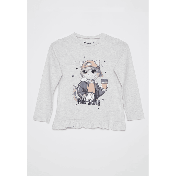 Polera Animalitos Niña Gris Familyshop 1