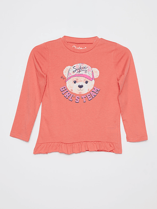 Polera Animalitos Niña Coral Familyshop