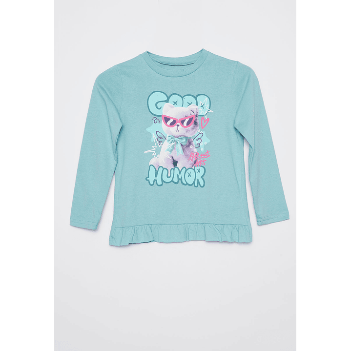 Polera Animalitos Niña Turquesa Familyshop 1