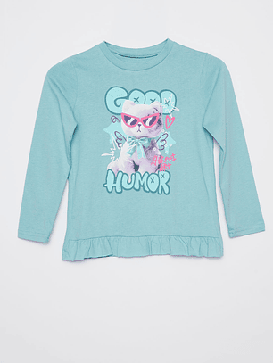 Polera Animalitos Niña Turquesa Familyshop