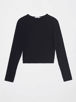 Polera SeamLess Crop Mujer Negro Familyshop