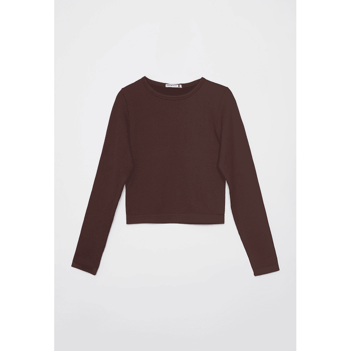 Polera SeamLess Crop Mujer Café Familyshop 1