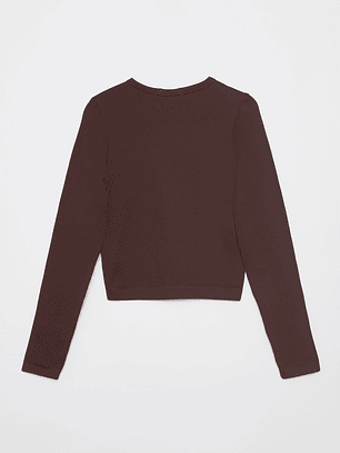 Polera SeamLess Crop Mujer Café Familyshop