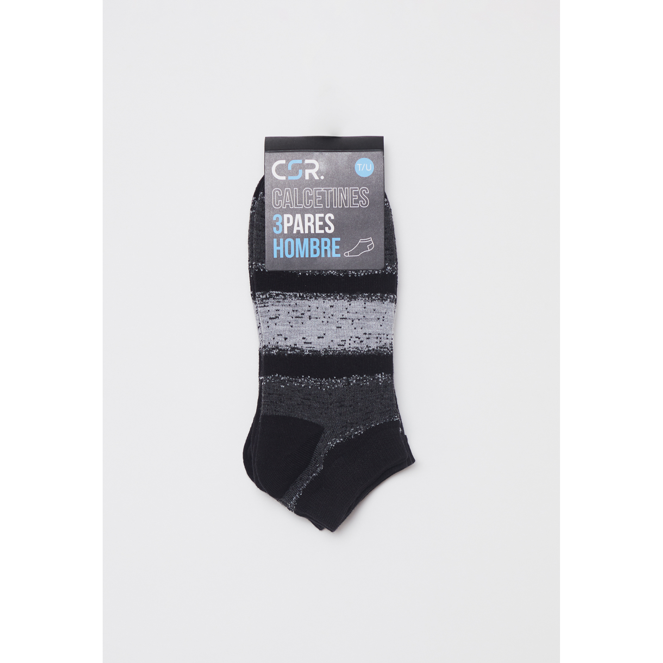 Calcetín Tripack Corto Hombre Negro Familyshop 2