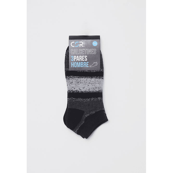 Calcetín Tripack Corto Hombre Negro Familyshop 2