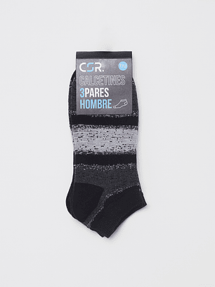 Calcetín Tripack Corto Hombre Negro Familyshop