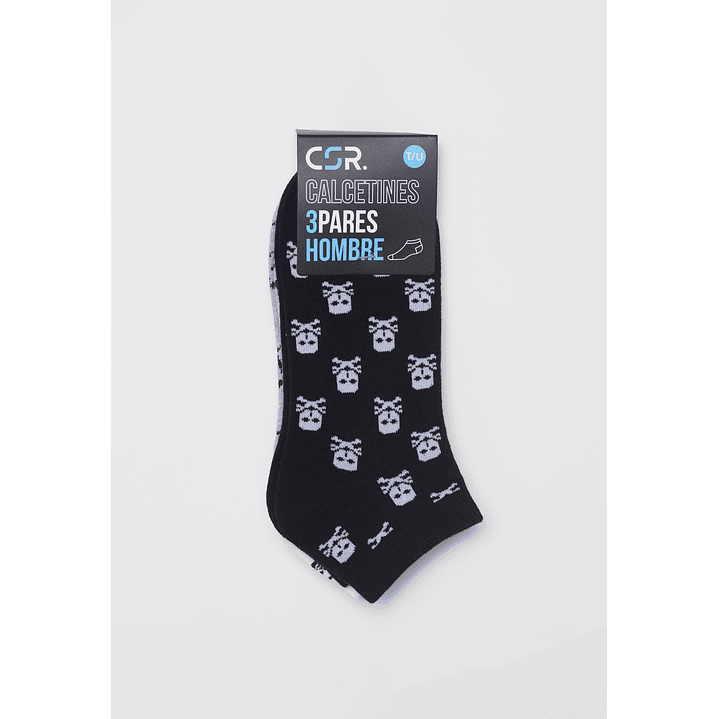 Calcetín Tripack Corto Hombre Gris Familyshop 2