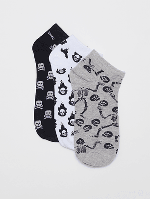 Calcetín Tripack Corto Hombre Gris Familyshop