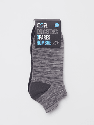 Calcetín Tripack Corto Hombre Negro Familyshop