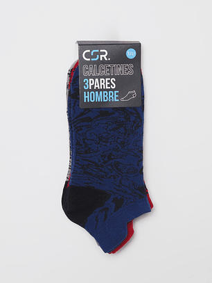 Calcetín Tripack Corto Hombre Rojo Familyshop