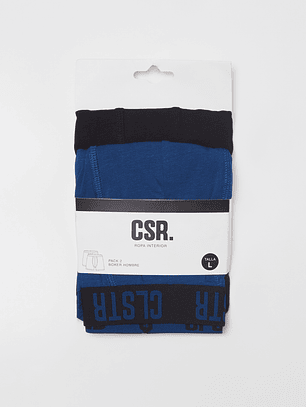 Boxer Bipack Liso Medio Hombre Azul Familyshop