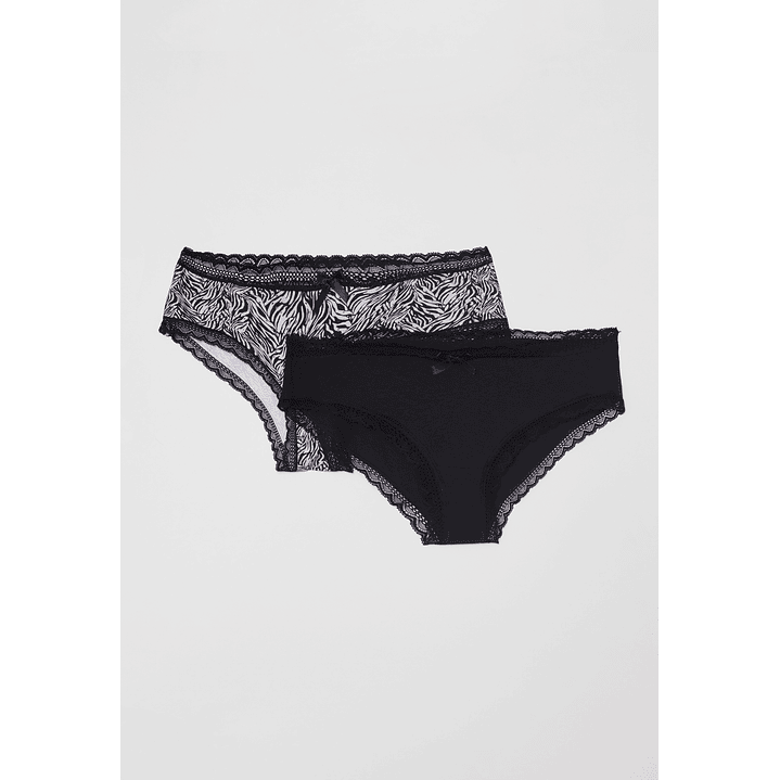 Calzón Bipack Encaje Mujer Negro Familyshop 1