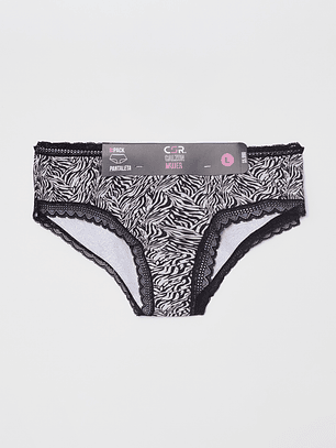 Calzón Bipack Encaje Mujer Negro Familyshop