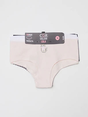 Calzón Tripack Liso Lola Rosado Familyshop