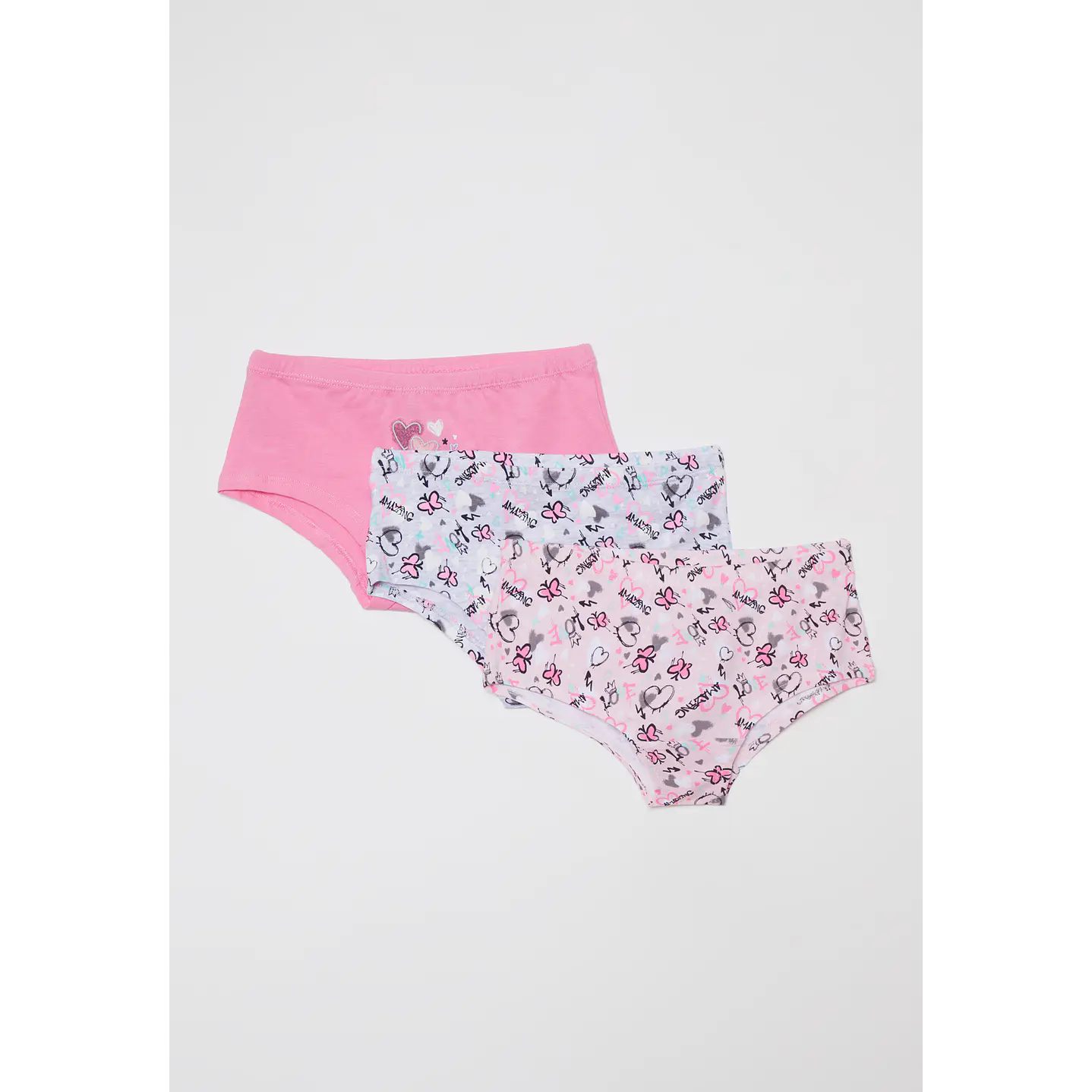 Calzón Tripack Liso Print Niña Rosado Familyshop 1