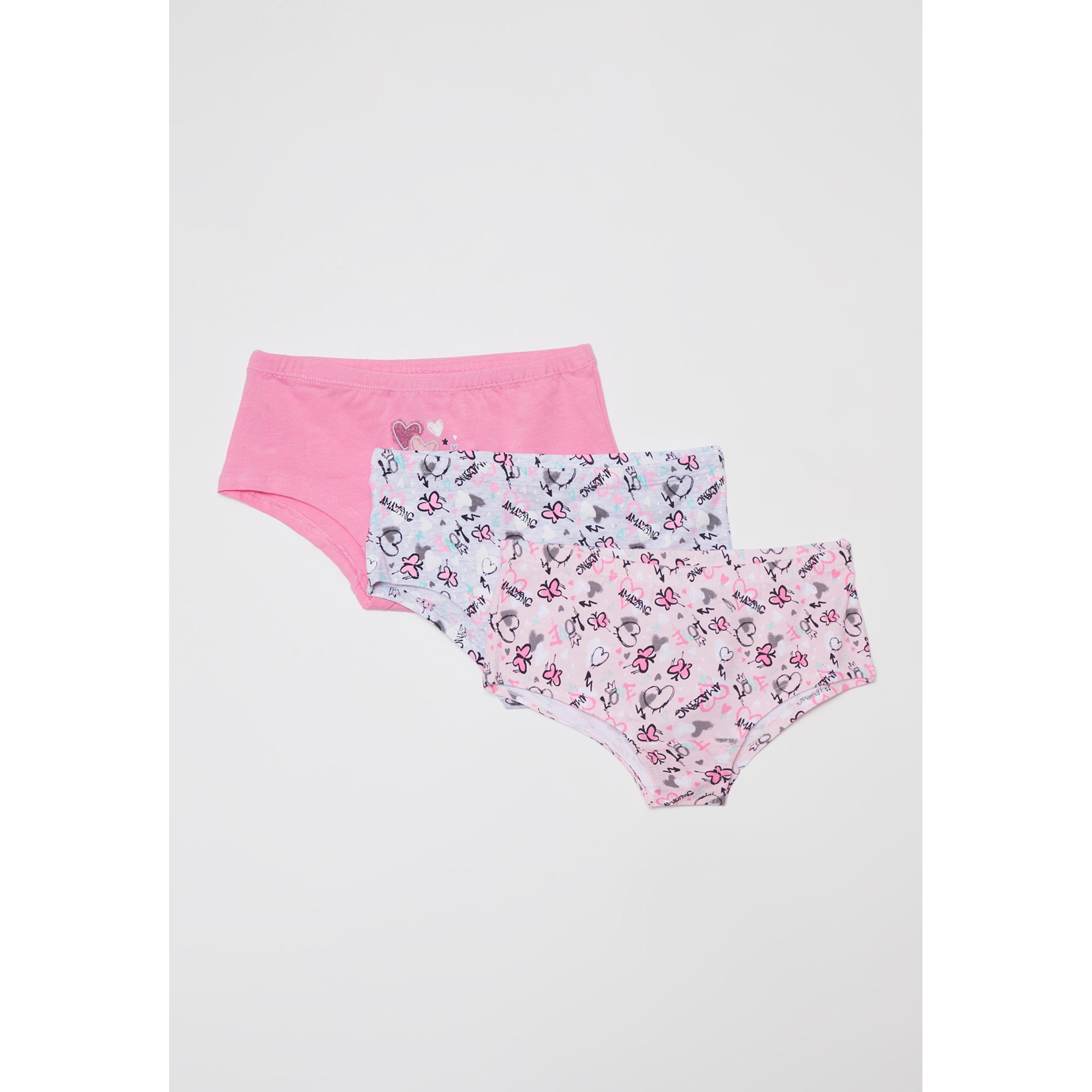 Calzón Tripack Liso Print Niña Rosado Familyshop 1