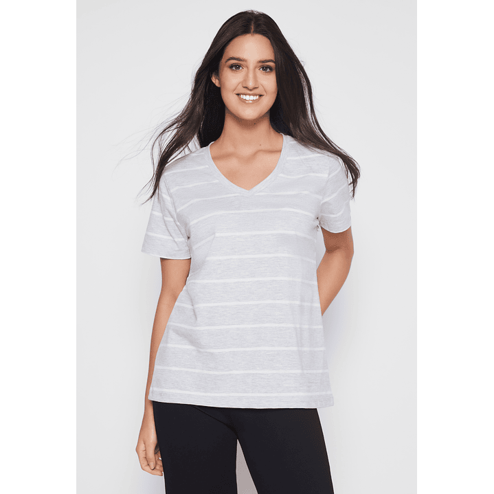 Polera Rayada Mujer Gris Familyshop 1