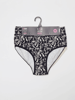 Calzón Bipack Tiro Alto Liso Mujer Amarilla Familyshop