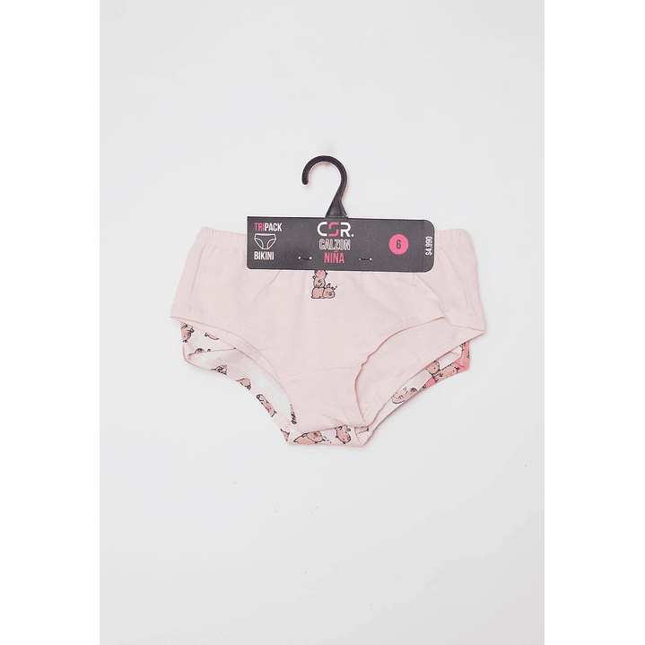 Calzón Tripack Liso Niña Rosado Familyshop 2