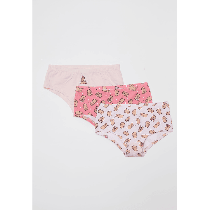 Calzón Tripack Liso Niña Rosado Familyshop 1