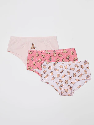 Calzón Tripack Liso Niña Rosado Familyshop